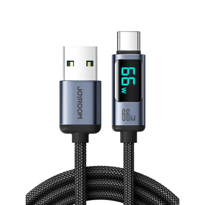 Braided USB Data Cable with Display for Laptop & Phones